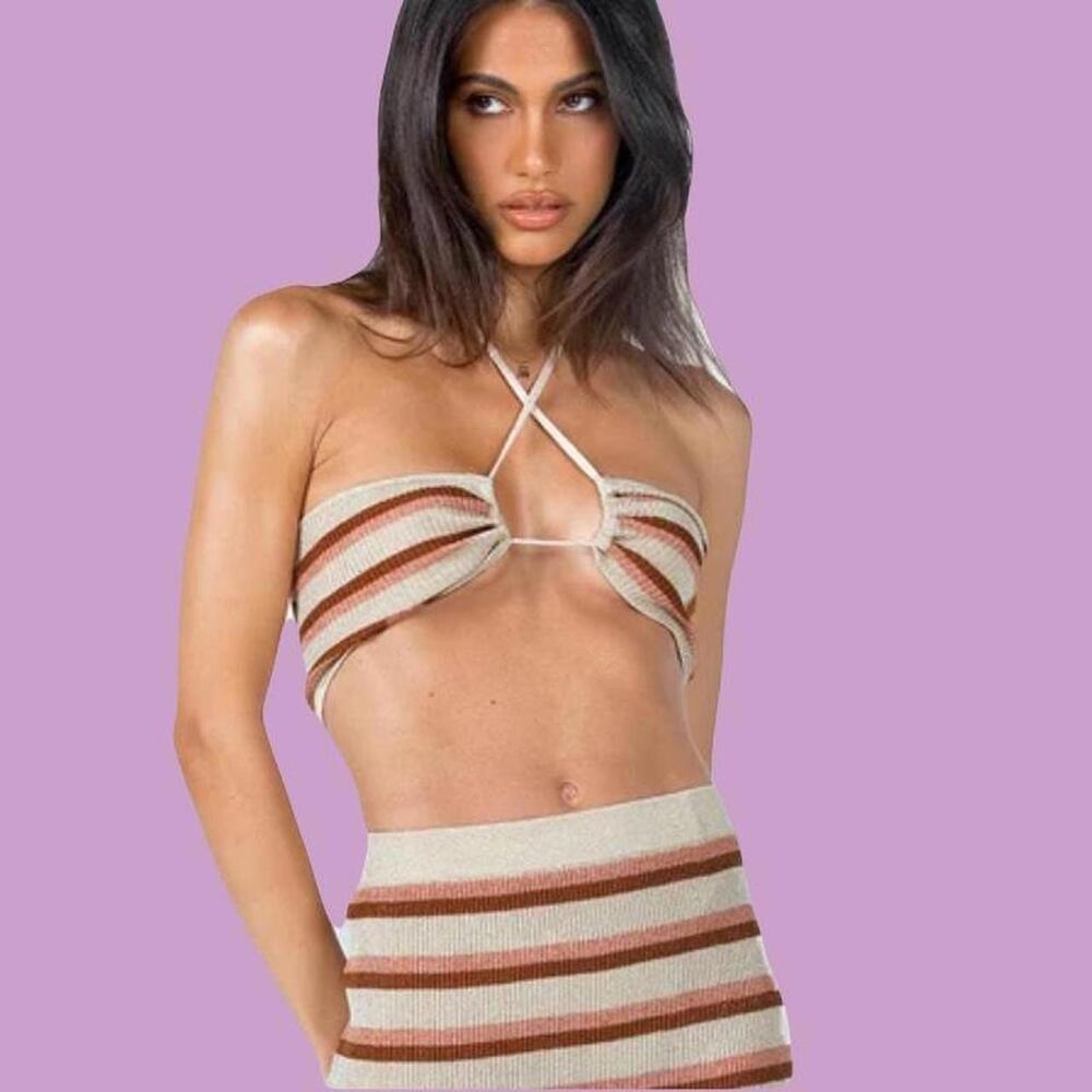 Princess polly Melina Beige stripe top